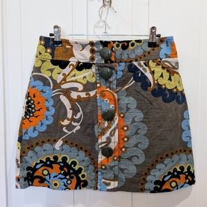 J. Crew Retro Floral Paisley Button Front Skirt | 2